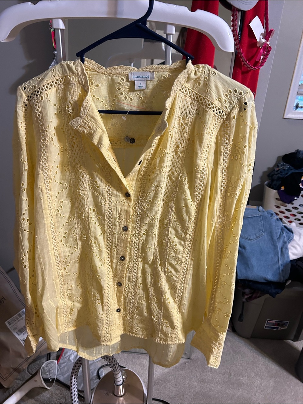 Sundance Yellow Eyelet Button-Down Shirt